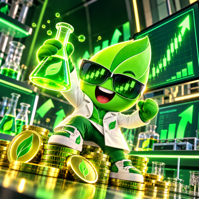 FiLab scientist mascot holding a glowing flask